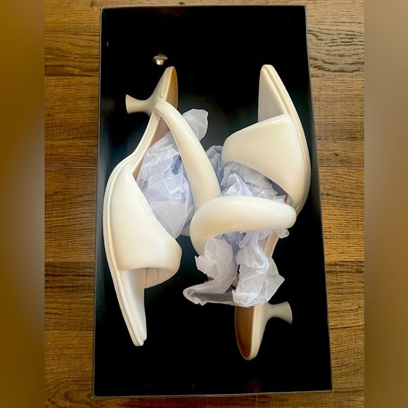 White Open toe Mules . Worn once - Picture 3 of 4